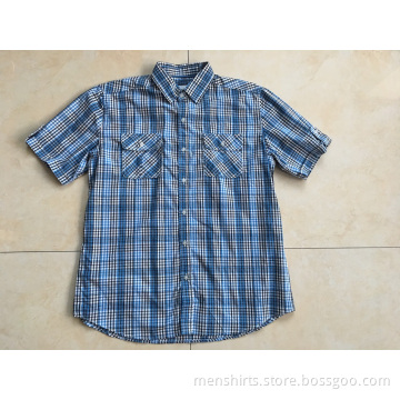 Two Chest Pocket Shirt Bule Color Plaid